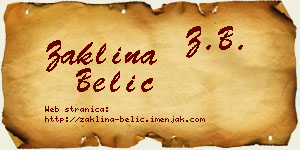 Žaklina Belić vizit kartica